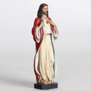 BC Katolicki Posąg Najświętszego Serca Jezusa, Figurka Jezusa Chrystusa, Prezenty religijne Inspirujące Wystrój Domu 15 cm H, Ręcznie Malowana przez Buildclassic - Image 4