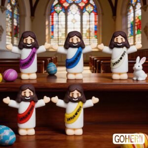 Goherii Małe figurki Jezusa, 30 sztuk, figurki Jezusa kocha cię, wielkanocne upominki, aby ukryć i szukać małych postaci religijnych, mini figurki Jezusa w masie do kościoła, chrztu - Image 4