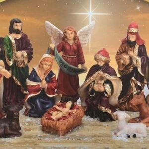 zeitzone Przepiękne figurki do szopki bożonarodzeniowej, zestaw ręcznie malowany Szopka na Boże Narodzenie, 11-części - Image 3